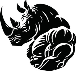 Rhino Logo Design Sports Esport Mascot Character Design Cartoon Vector Art