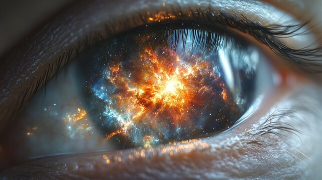 supernova in human eye, closeup