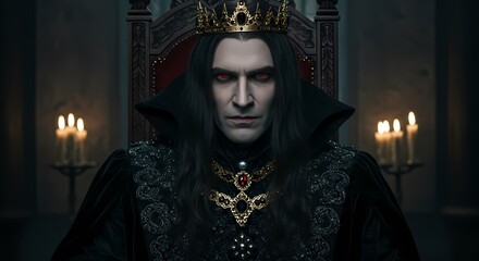 Elegant Dracula Art Collection: Vampire Lord, Blood Red Accents, and Haunting Atmosphere – Royalty-Free Stock