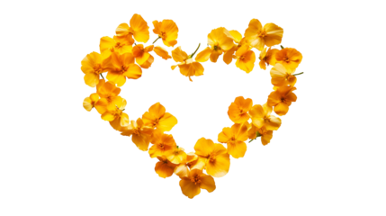flying yellow flowers petal in heart shape