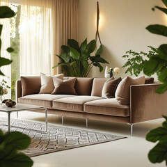 A couch is a soft, upholstered piece of furniture designed for sitting or lounging. It features cushions and armrests, often found in living rooms, providing comfort and relaxation for multiple people