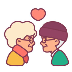 Fototapeta premium Cute elderly couple cartoon illustration