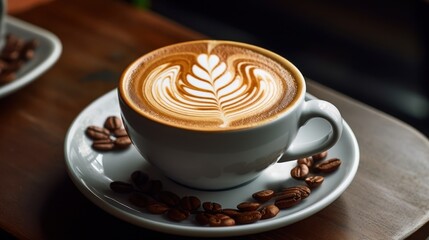 A creamy Vietnamese coconut coffee with intricate latte art, rich espresso, and smooth froth, perfect for coffee lovers and gourmet experiences