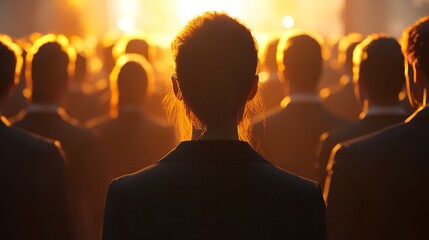 Fototapeta premium silhouettes of people in a massive gathering,