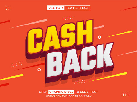 cash back editable text, font effect, 3d text for title