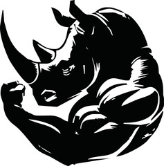 Rhino Logo Design Sports Esport Mascot Character Design Cartoon Vector Art