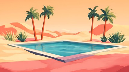 Desert Oasis Pool Palm Trees Scenic View