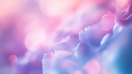 Soft Blue and Pink Flower Petals Macro Photography with Bokeh Lights