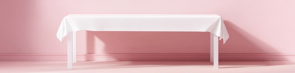 White Tablecloth on a Pink Table