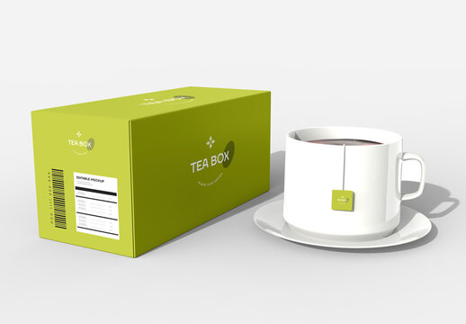 Tea Box with Cup Mockup