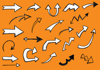 hand drawing style arrow doodle sketches collection