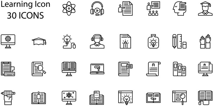 Set of Learning icons. Line art style icons bundle. vector illustration