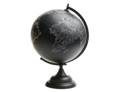 Isolated Classic Black Globe on Stand