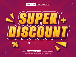 super discount editable text, font effect, 3d text for title