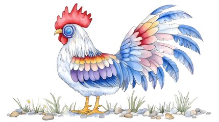 Obraz premium Colorful rooster illustration