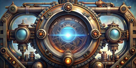 Steampunk inspired mechanical circular window design