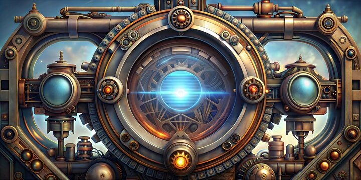 Steampunk inspired mechanical circular window design