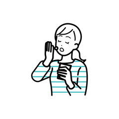 Illustration of woman taking medicine.
