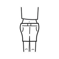 Isolated outline slim female body with open clothes and short pants