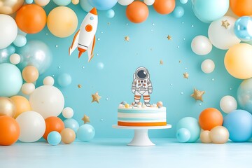A children's birthday party with a space theme. Generative AI