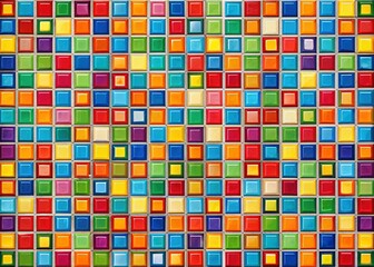 Fototapeta premium Abstract Mosaic Tile Design: Colorful MCM Square Background Double Exposure Stock Photo