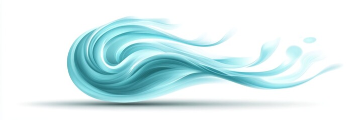 Abstract Flowing Blue Gradient Pattern With Subtle Drop Shadow, Isolated on White Background