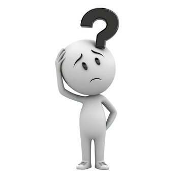 Isolated Puzzled Cartoon Figure with Question Mark Overhead