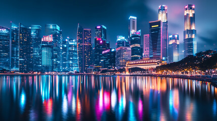 Fototapeta premium futuristic cityscape illuminated by neon lights