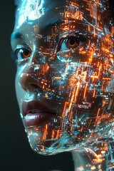 futuristic digital portrait of a human face