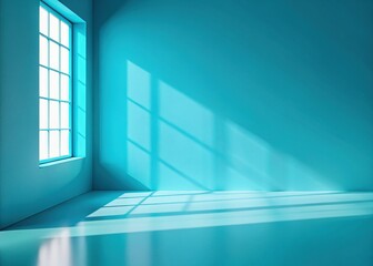 Obraz premium Minimalist Light Blue Product Photography Background: Shadow & Light on Plaster Wall