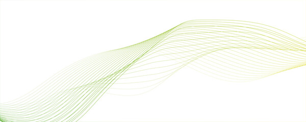 Abstract wavy green background. Thin line wavy with green wavy lines color gradient spectrum lines Undulate wave swirl swoosh.  . Digital energy waves technology concept 