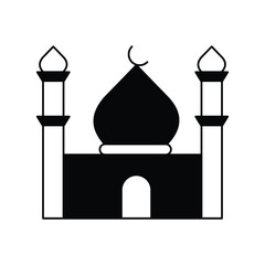 mosque glyph outline icon with white background vector stock illustration
