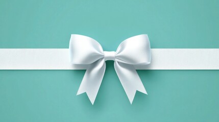 Elegant White Bow on Teal Background: A Gift of Celebration