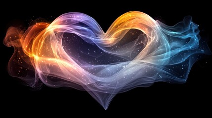 Obraz premium Abstract Heart Shape with Vibrant Gradient Waves and Sparkling Particles