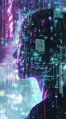 Fototapeta premium cybernetically enhanced person experiencing a next-generation AI interface 