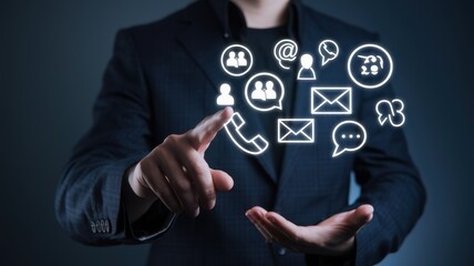 Businessman Interacting with Digital Communication Network