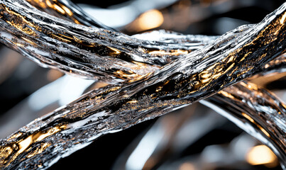 Exploring the Dynamic Flow of Liquid Metal Waves: A Stunning Visual Representation of Light, Texture, and Modernity Captured in Abstract Technology Artistry