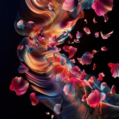 Obraz premium Flowing Sound Waves in Vibrant Colors Resembling a River