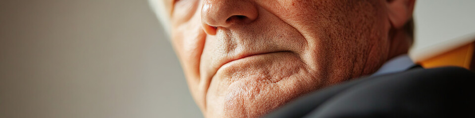 Fototapeta premium Close-up of Older Man's Face and Upper Chest