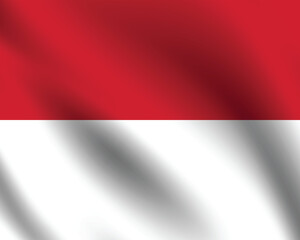 Naklejka premium Flag of Monaco. Monaco flag official colors and proportion digital vector illustration. Pleated flag.