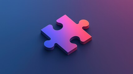 Obraz premium 3d rendering of a puzzle piece. the puzzle piece is in the center of the image and is made up of three colors - pink, purple, and blue.