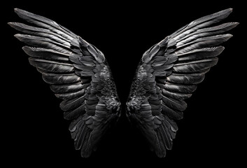 Naklejka premium 黒い翼。黒背景。（black wings on black background.） 