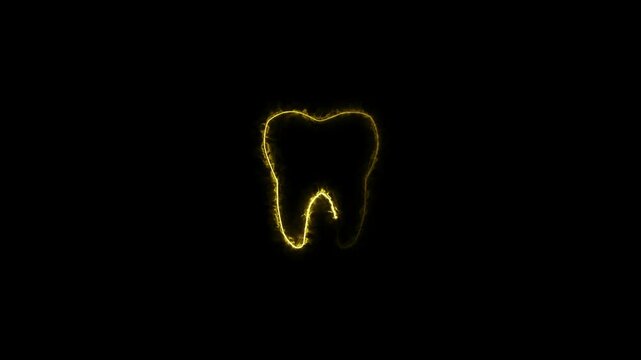 Glowing Neon line Teeth icon on black background. Teeth sign, Teeth concept. Glowing neon tooth symbol icon. Tooth symbol for dentistry clinic or dentist medical center and toothpaste package