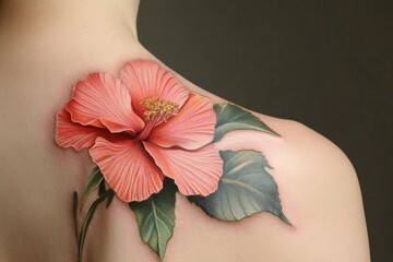 realistic floral tattoo concept of feminine energy and growth