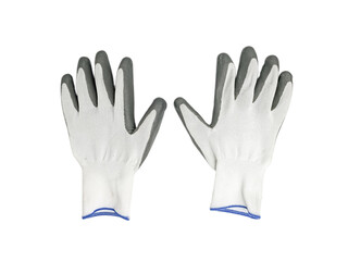 Obraz premium Male hand wearing safety gloves isolated on white background