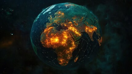 Stunning Earth Globe Visualization with Highlighted Continents and City Lights