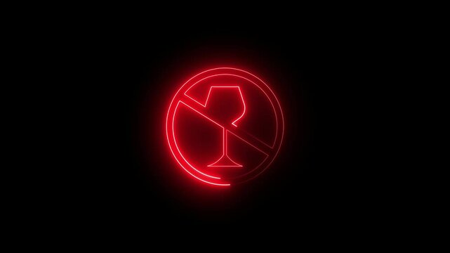 No drings sign icon warning neon lights. No drings neon sign animation in a black background No drings neon sign animation