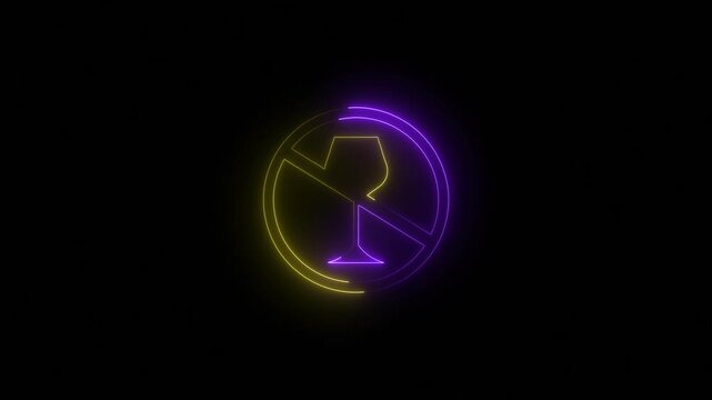 No drings sign icon warning neon lights. No drings neon sign animation in a black background No drings neon sign animation
