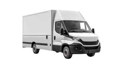 White Cargo Van Mockup Isolated on Black Background Perfect for Transportation Delivery Logistics and Business Branding Advertisement and Marketing Designs