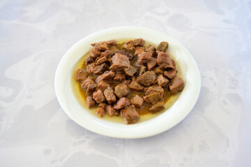 Dana kavurma, guvec.Sauteed meat with carrots and peas ( Turkish ; Et, Tavuk Sote. guvec  ) Et kavurma, ciftlik kebap.